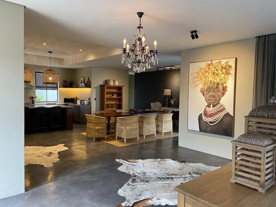 Front door entrance with African art