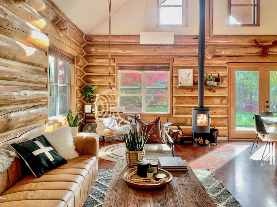 Cozy great room with Scandinavian wood-burning stove (seasonal October- May)