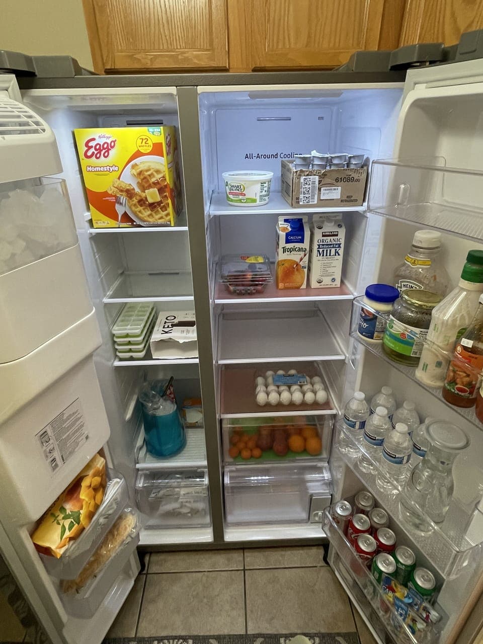 Complimentary Beverages, Orange Juice, Milk, Butter, Cream Cheese, Eggs, & Jelly