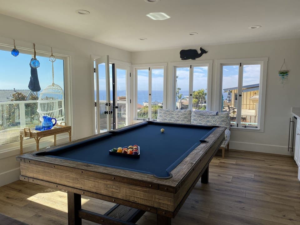 Pool table room with ocean view