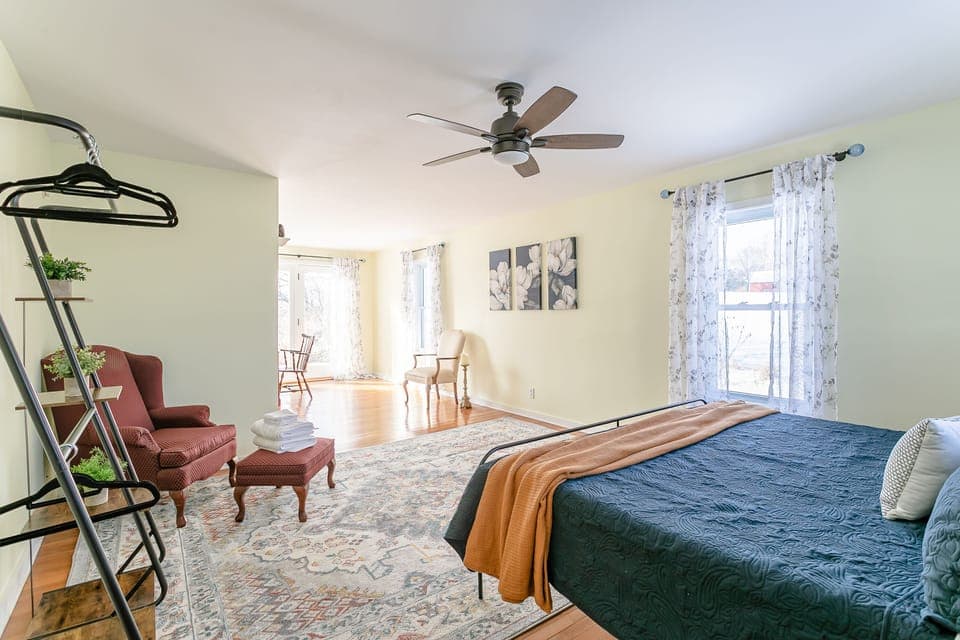 View from the king bed with plenty of natural light. 