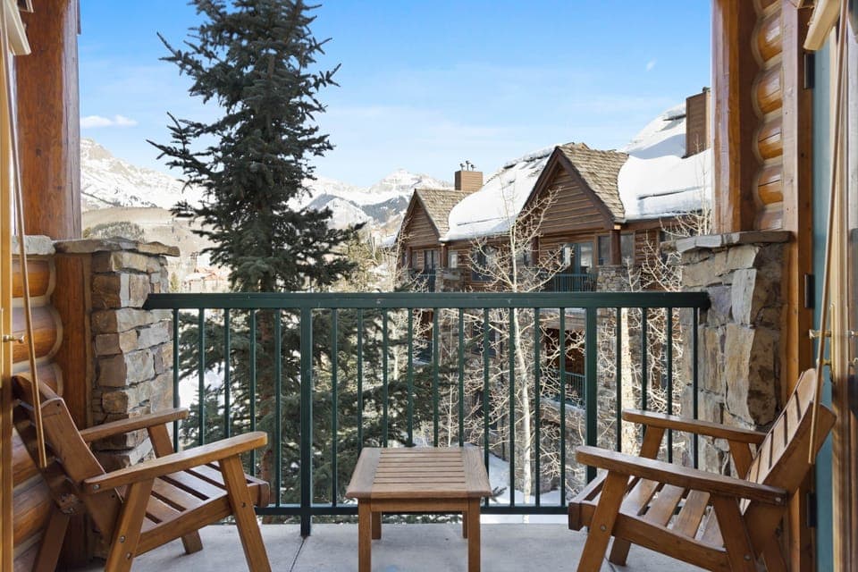 Private balcony looking northwest at the San Sophia range. 