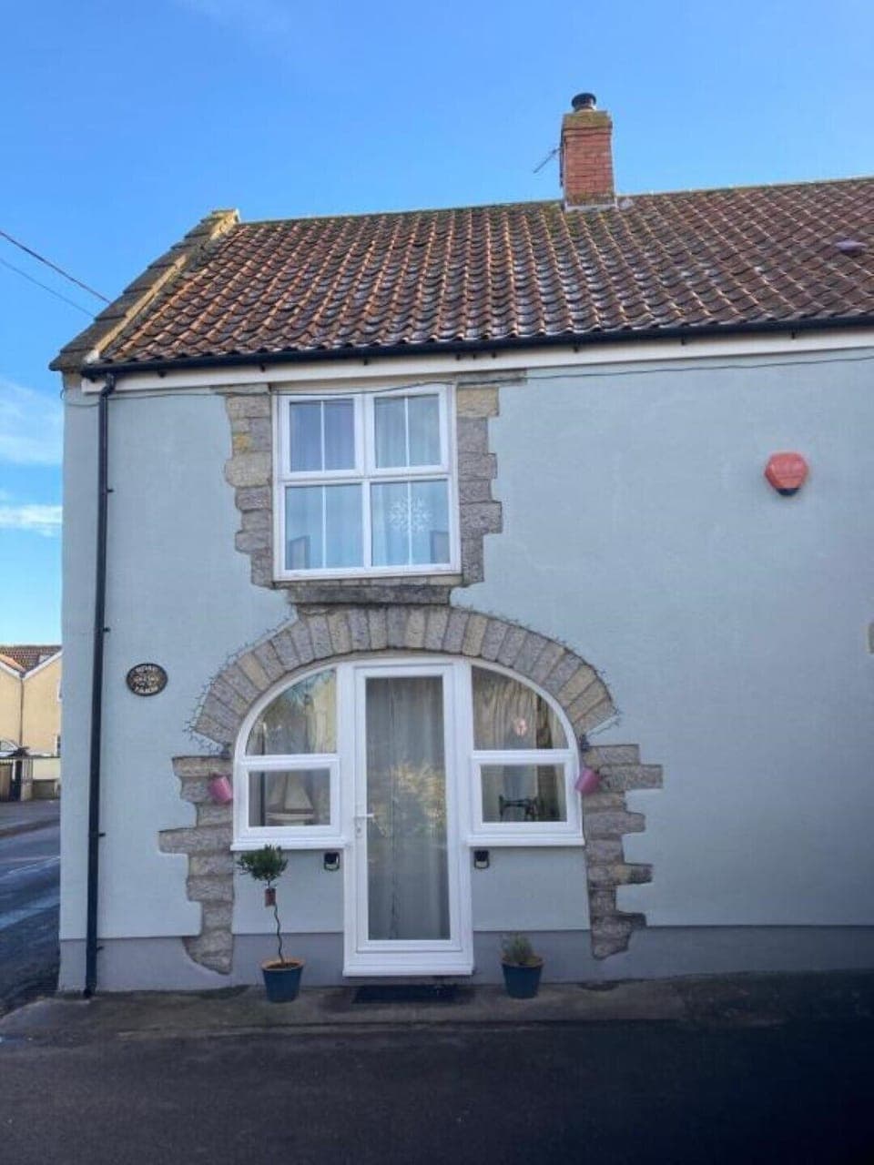 Front door of The Old Hayloft, taken from the driveway parking space opposite 