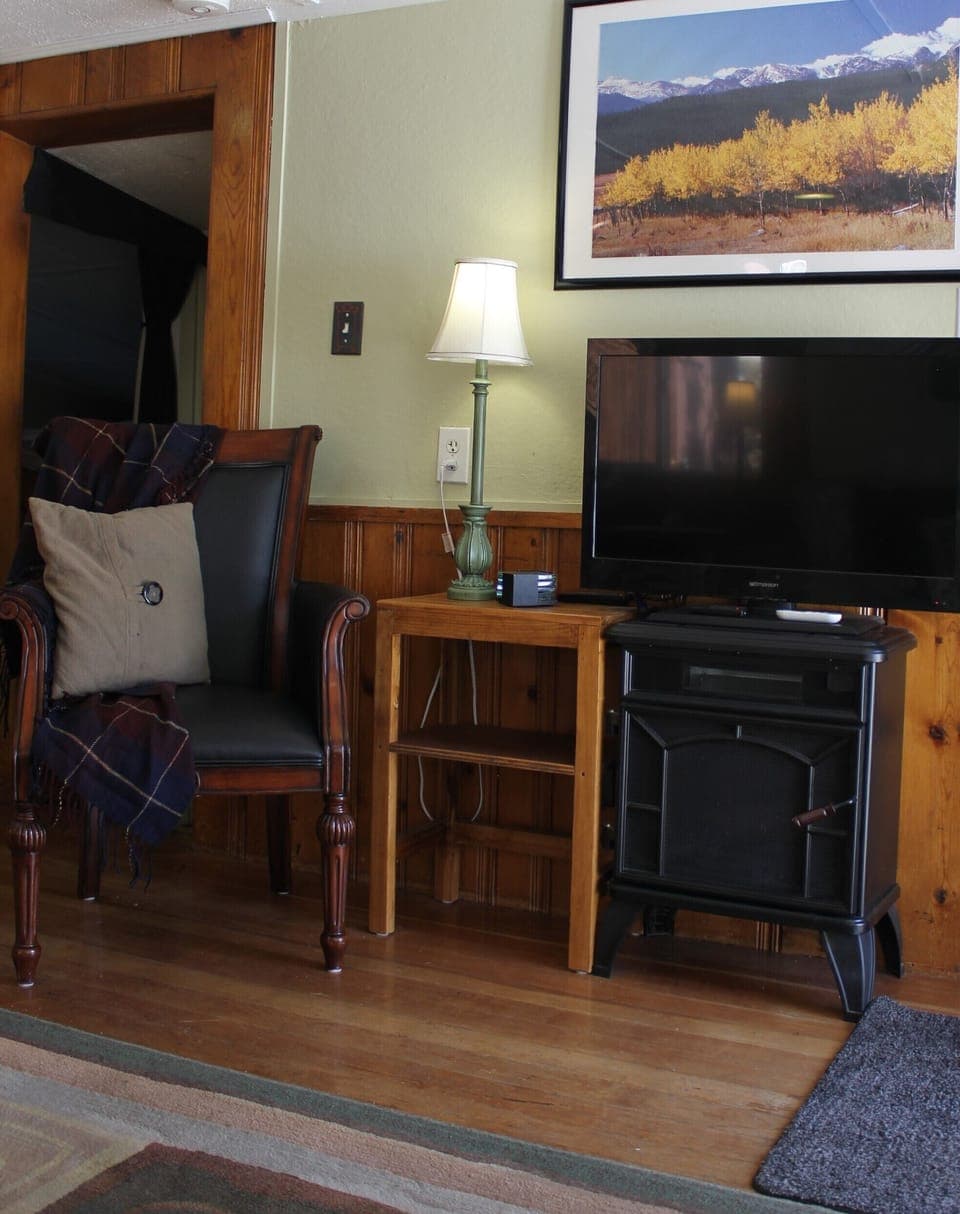 Reading Chair, electric fire place, and TV with free movie channels.