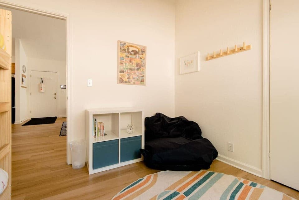 Guest Bedroom has a Twin bunk over a Queen bed