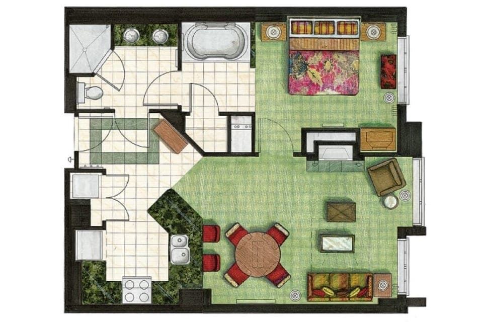 1 BR / BA Floor Plan
