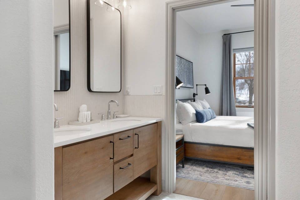 The new double vanity offers plenty of storage for guests!