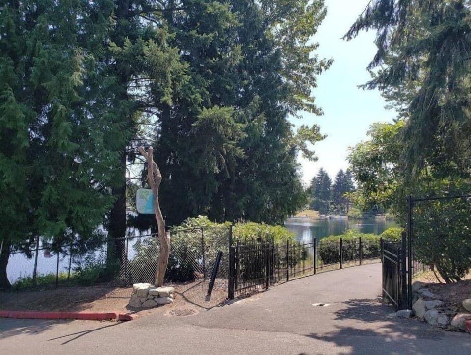 This is the entrance to the trail South of Angle Lake Park by the boat launch.
