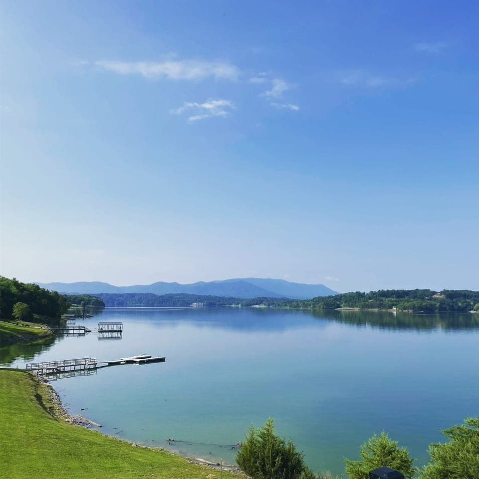 View of the Smokies from the deck.