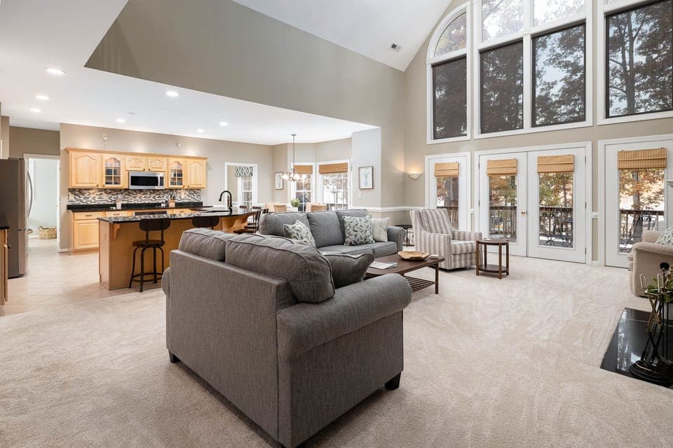 main floor living room and kitchen