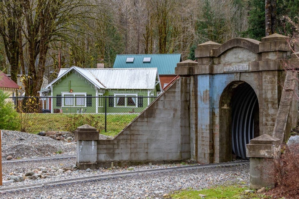 Free train rides in summer on the mini steam powered railroad across the road!