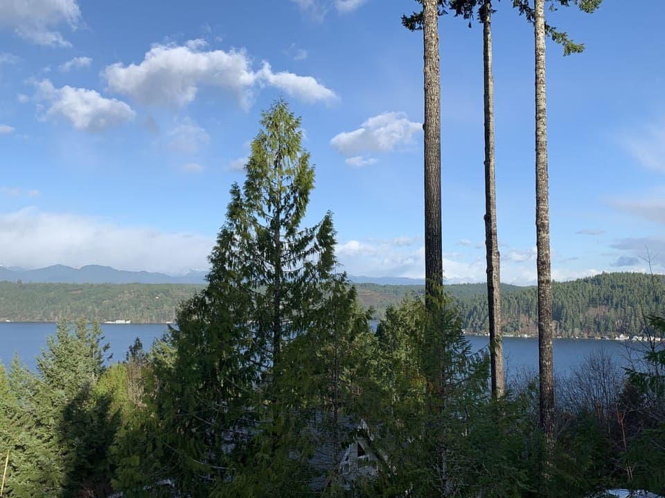 Stunning views of the Hood Canal and Olympic Mountains from every window.