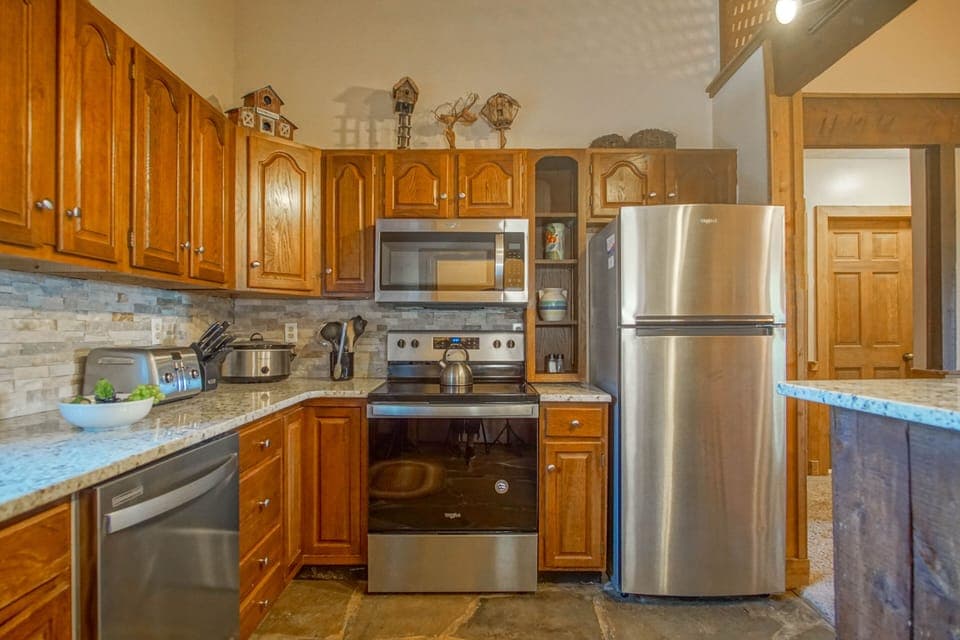 The kitchen is located on the main level.