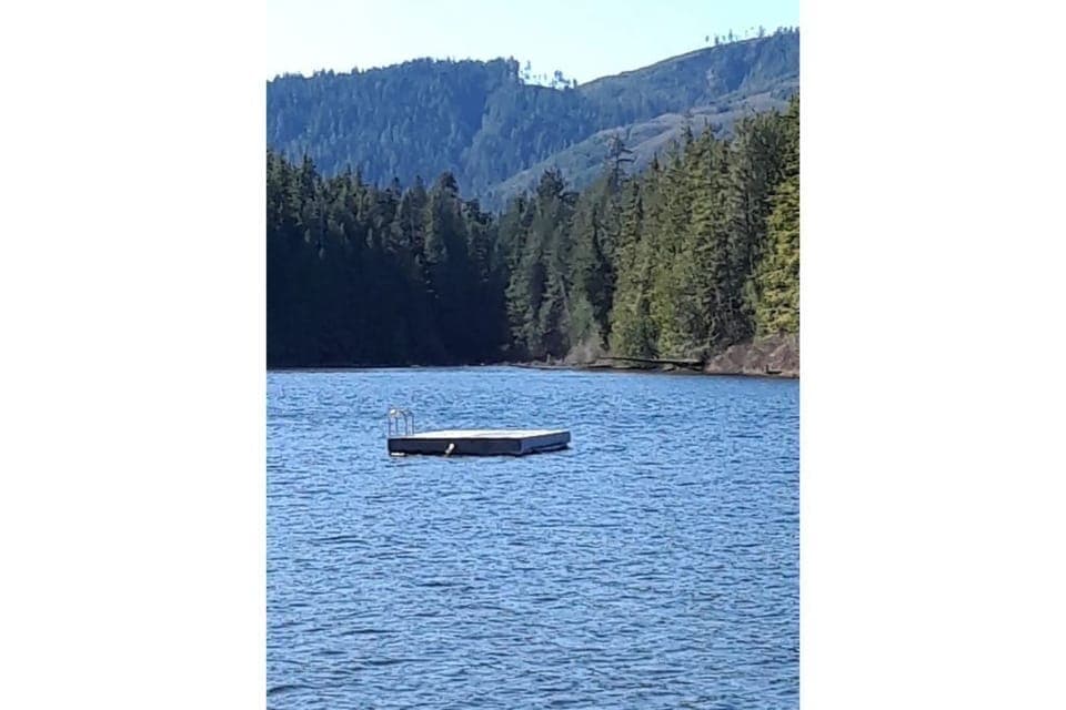 swimming and diving float at Colony Lake 