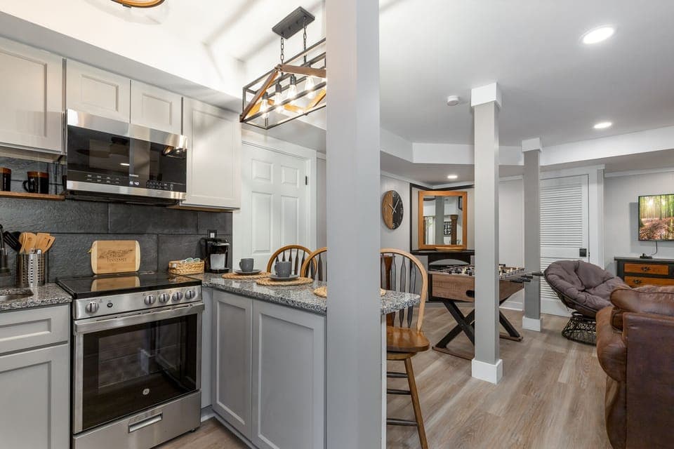 Watch a movie on the large TV while you cook in the lower level kitchen.