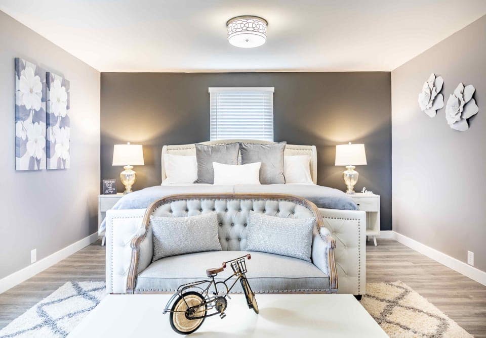 Spacious Master bed room with king size bed, 65" TV  and en-suite bathroom.  