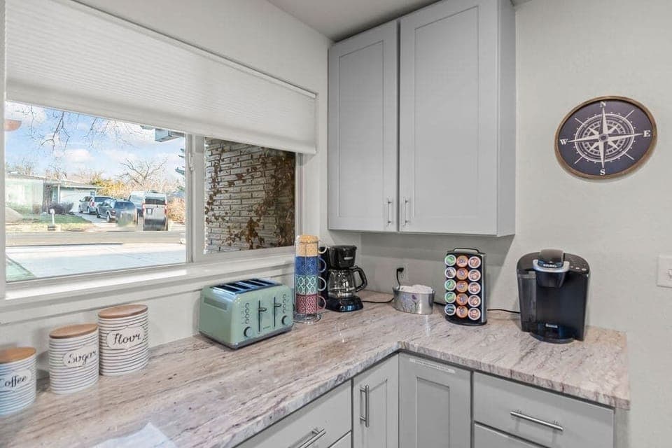Always stocked coffee bar with Keurig or drip coffee!