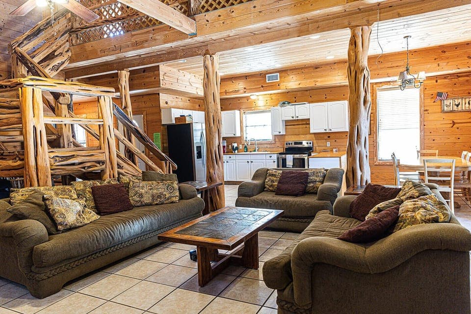 spacious living room, open to the kitchen