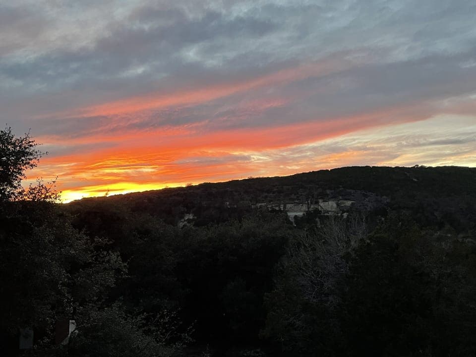 Sunset view, from the top front porch. 