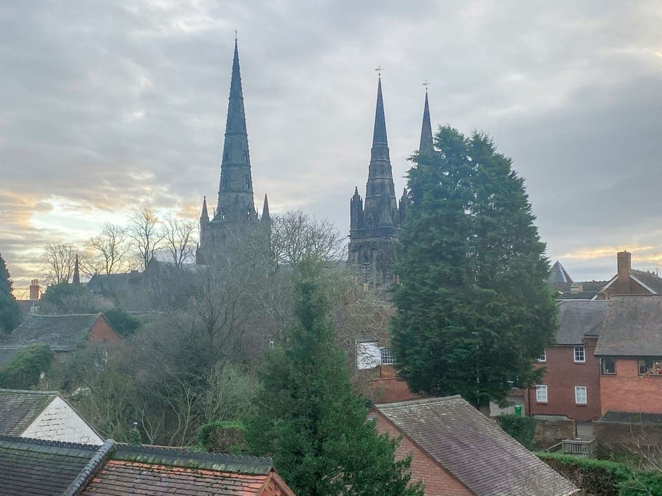 View of Lichfield Cathedral from upstairs window