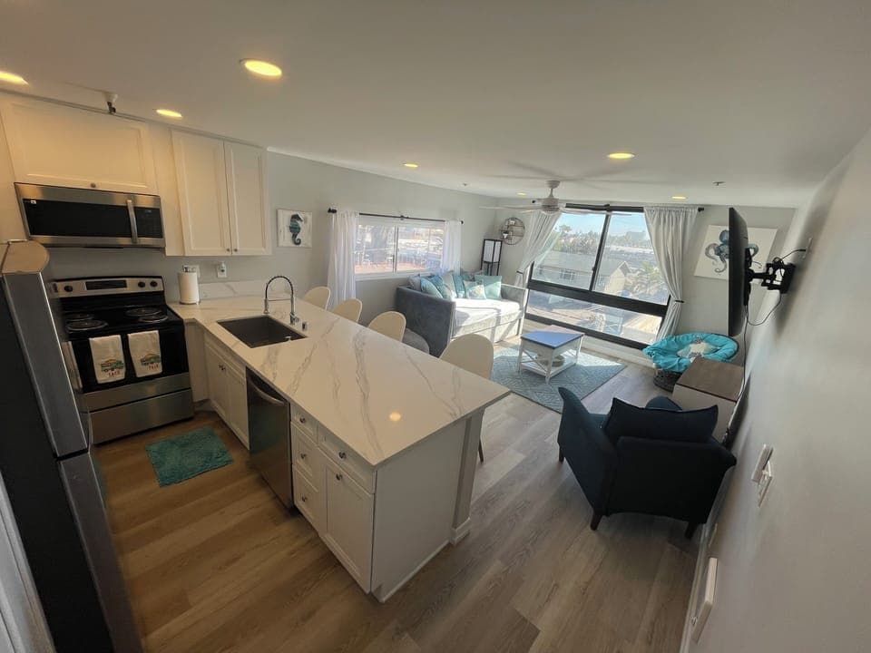 Living room and kitchen