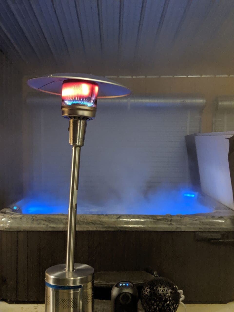 Heaters warm the porch whenever necessary. 