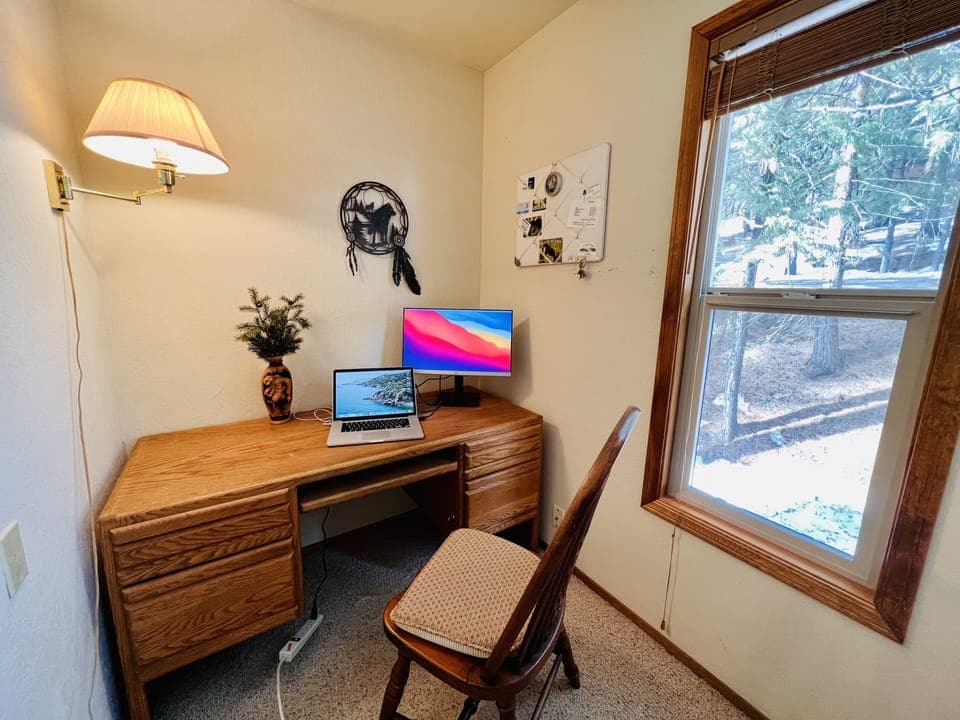 Personal quite office with 24'' display monitor.Great for long stay, play & work