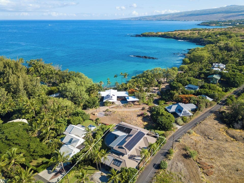 Hale Wailani is outlined. The road next to the house is the street in the gated neighborhood.