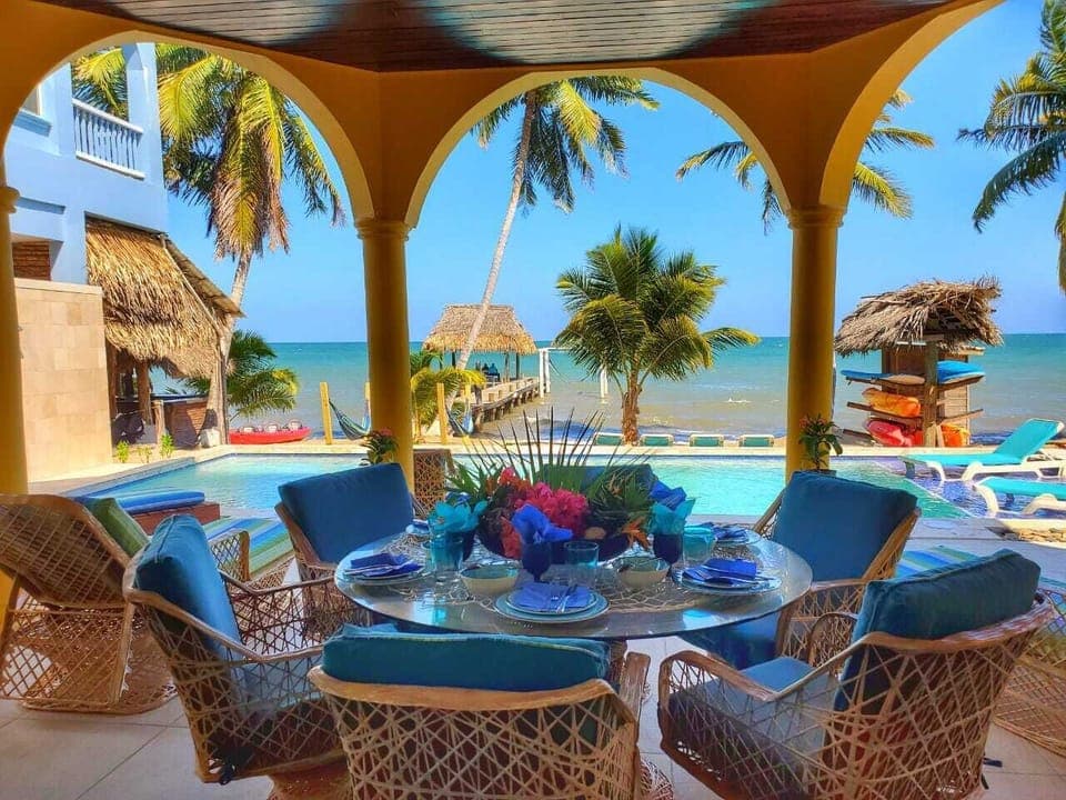 Dine poolside or Indoors - we can seat up to 12 people inside and out.