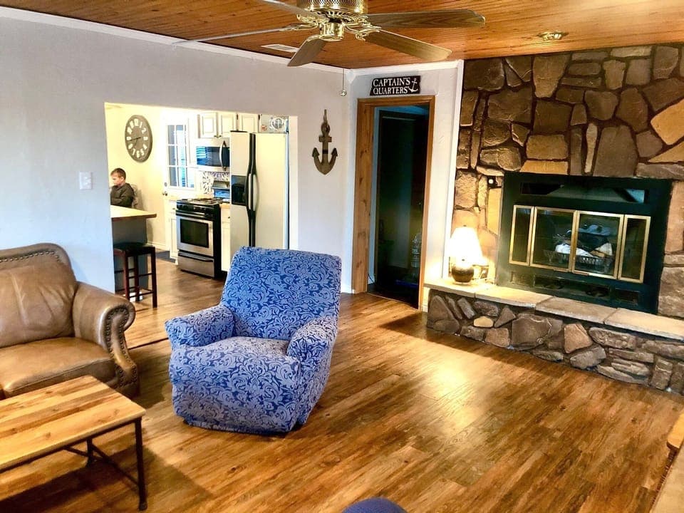 Doorway leads to master bedroom w full bath.  Room for crib or twin air mattress