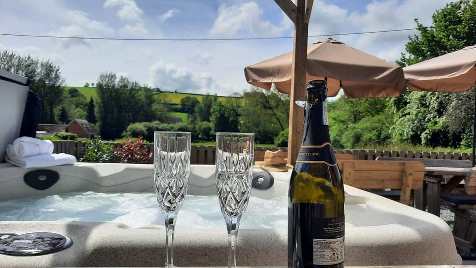 Enjoy some bubbles in the hot tub.