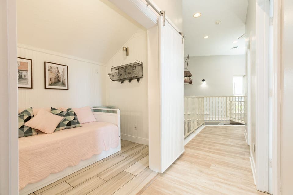 The daybed with twin trundle is comfortably tucked away