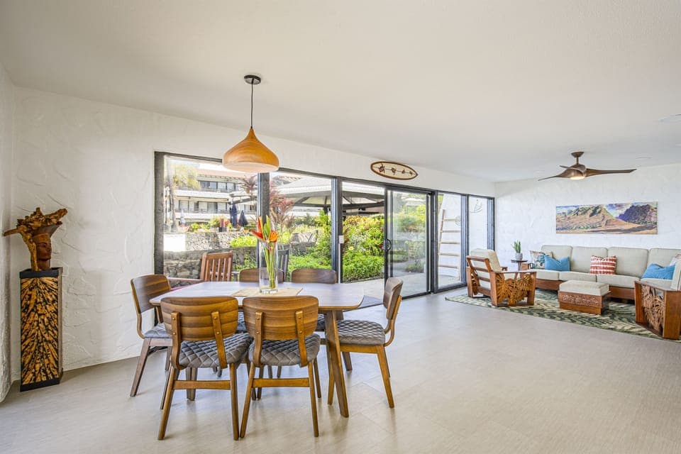 Compare this living room and dining room great room concept to other rentals and you'll see this one is twice as big as the competition.