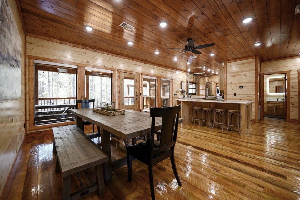 Long kitchen table with plenty of room