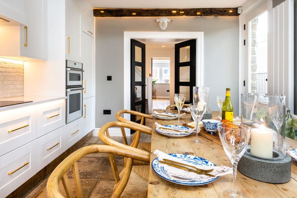 The kitchen at Lower Arthurs is designed to be comfortable and relaxing