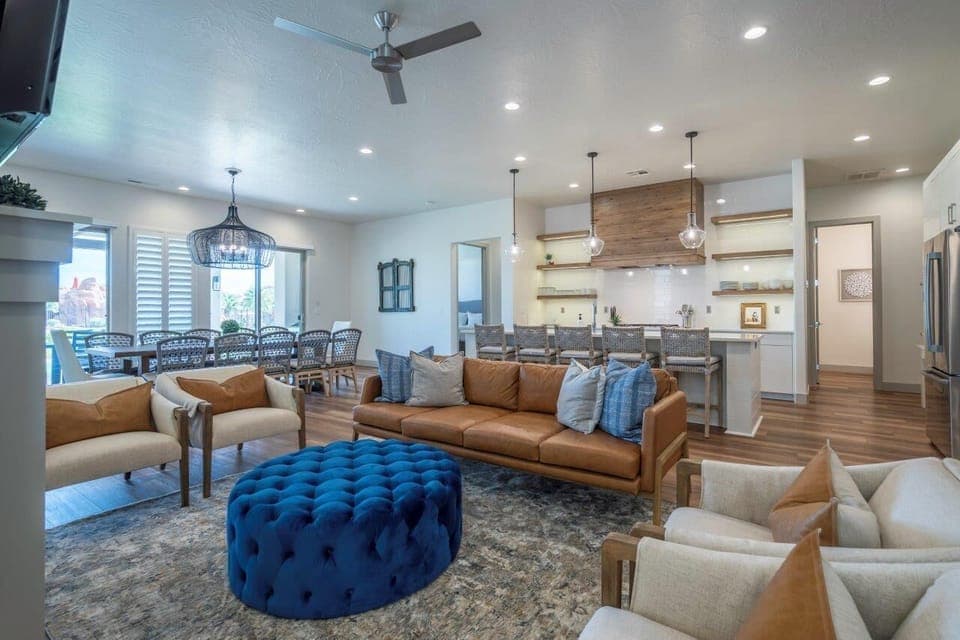 Spacious main floor gathering space with ample seating