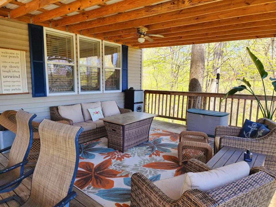 Covered Deck Overlooking Lake