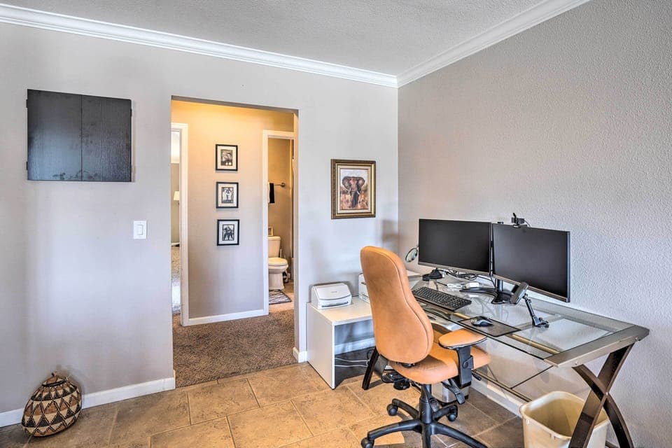 Desk Workspace | Monitors & Printer