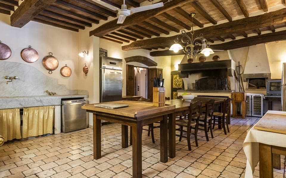 Fireplace with an oven for bread and pizza. 
Private villa chef on request 
Tuscany 
Luxury Villa