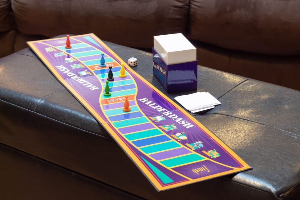 Cabin is stocked with games, cards, and toys 