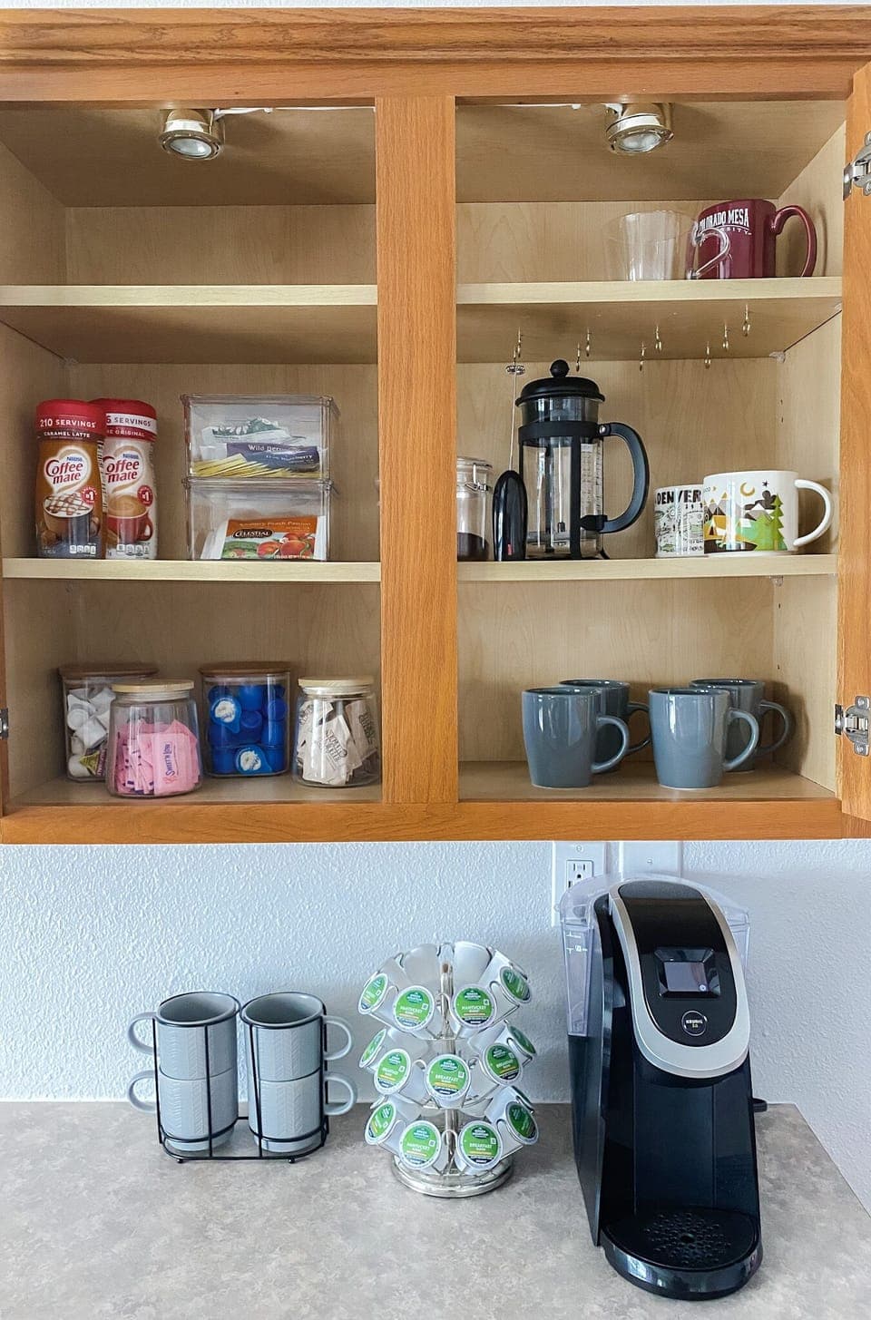 Fully stocked coffee bar
