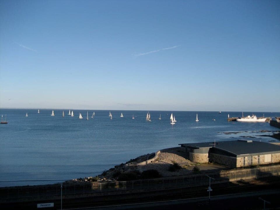 Views from the balcony looking right to Penzance harbour