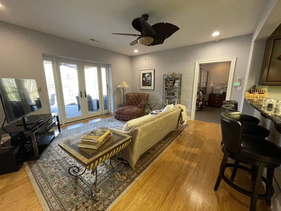 View of living & bed room standing at interior door (locked from both sides).
