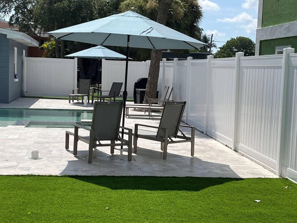 Relax by the pool - or walk less than 5 minutes to the beach!