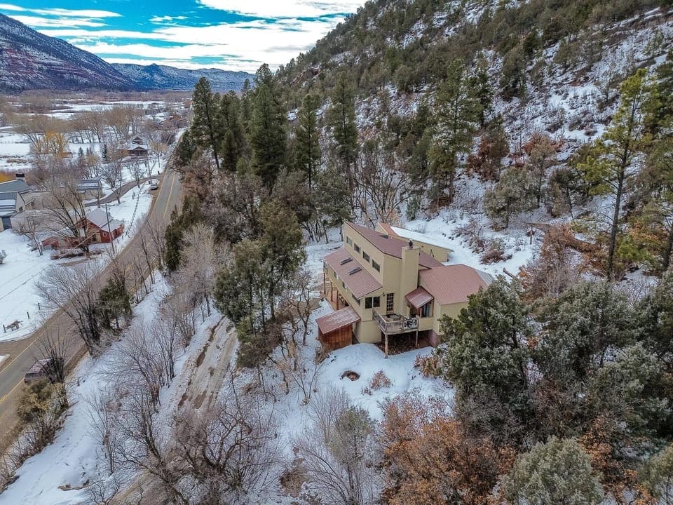 Winter Birds Eye view of the house