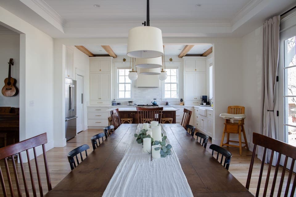 Dining room and kitchen