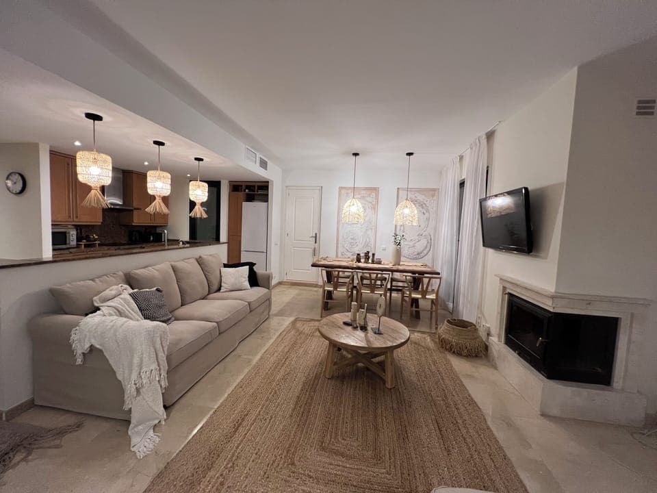 living  room and dining room