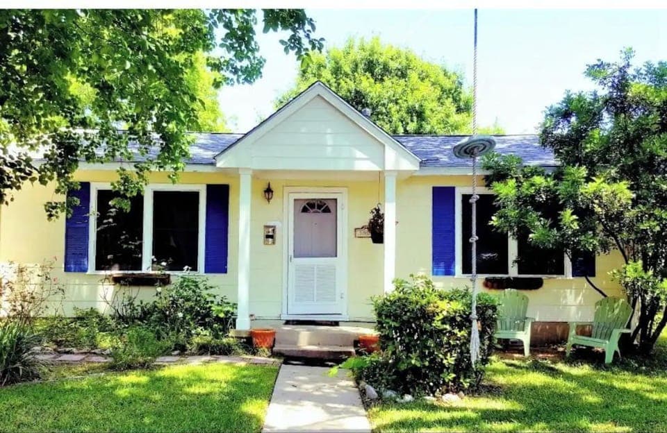 Front view of our home, a vintage cottage in the beautiful Zilker neighborhood.