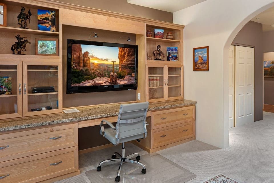 A spacious home office area