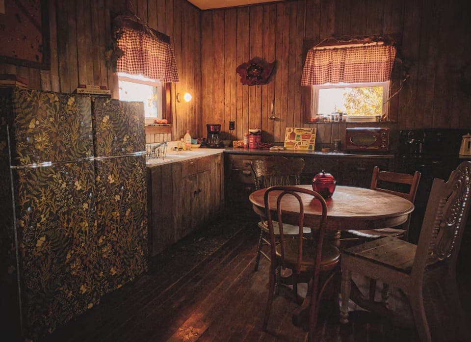 Kitchen with double short double fridges for first and second breakfast. 